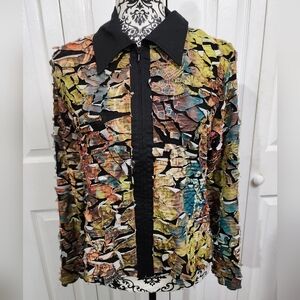 SNO SKINS Multicolor Burnout Textured Lined Full Zip Jacket